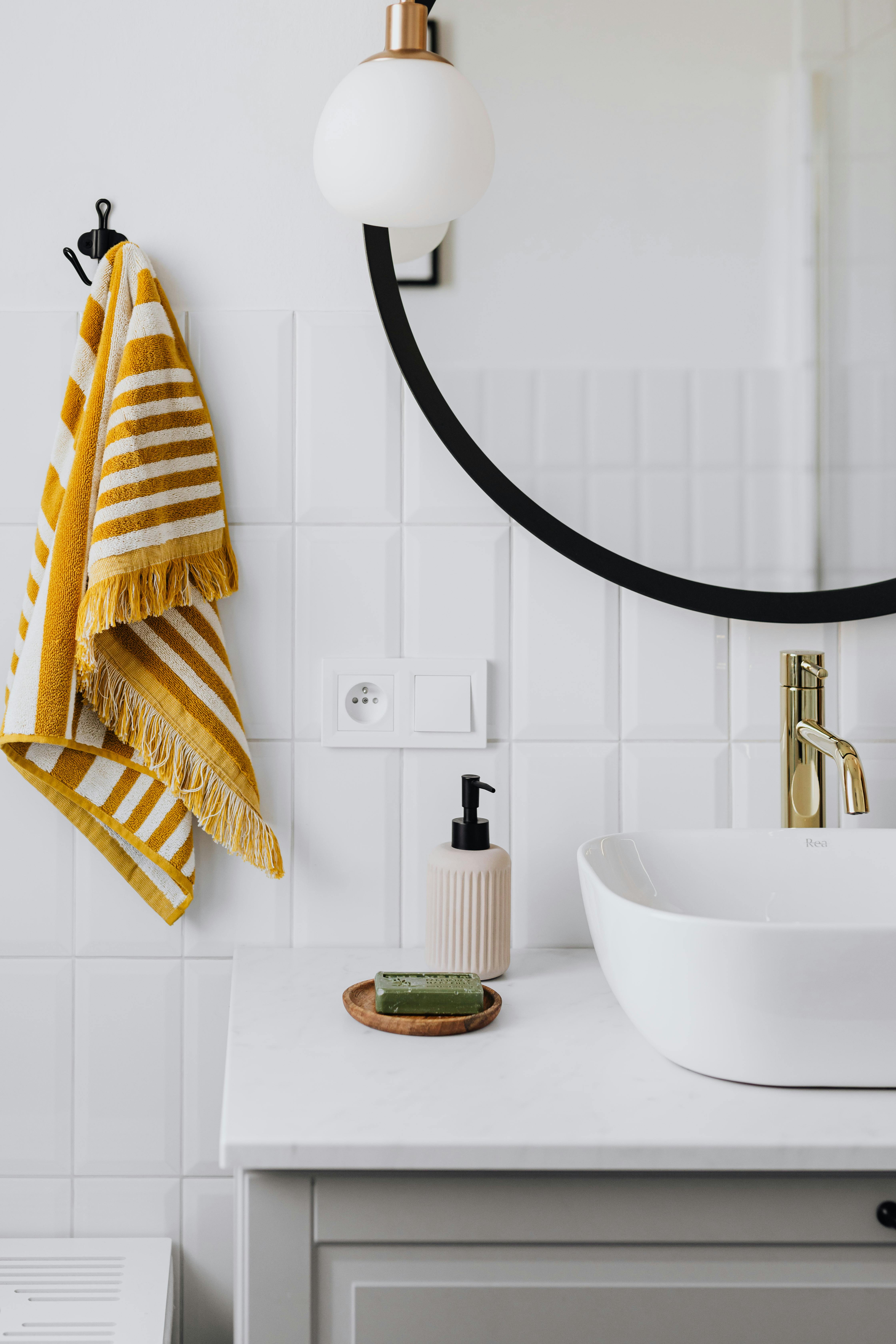 Bathroom accessories on counter
