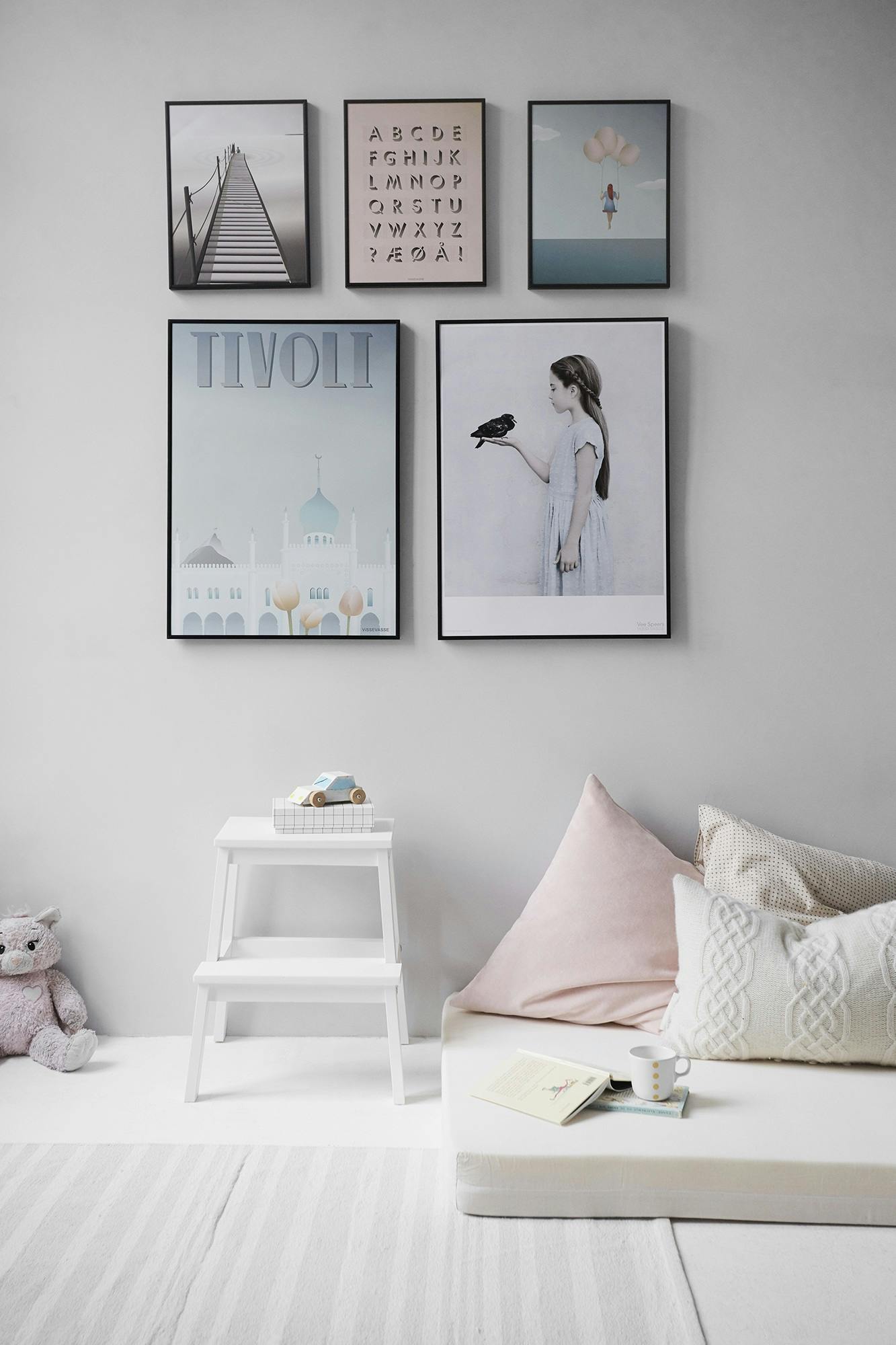 Wall art mounted over desk